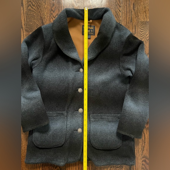 Vintage Woolrich Women Striped Blue Black Fleece Blazer Coat Jacket Size Small - Picture 10 of 11